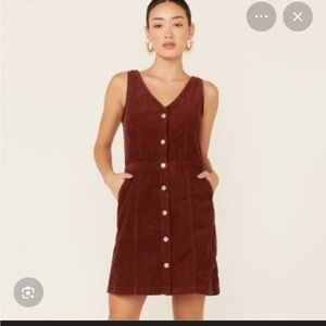 Sleeveless Brown Corduroy Dress